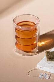 Vaso Café Doble Pared de Vidrio con Ondas