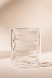 Vaso Café Doble Pared de Vidrio con Ondas