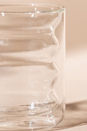 Vaso Café Doble Pared de Vidrio con Ondas