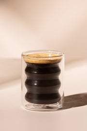 Vaso Café Doble Pared de Vidrio con Ondas