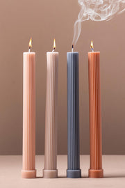 Velas x4 Soja Larga decorativas sin Aroma Acanaladas