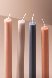 Velas x4 Soja Larga decorativas sin Aroma Acanaladas