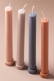 Velas x4 Soja Larga decorativas sin Aroma Acanaladas