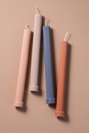 Velas x4 Soja Larga decorativas sin Aroma Acanaladas