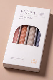 Velas x4 Soja Larga decorativas sin Aroma Acanaladas