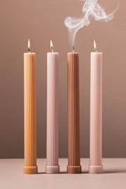 Velas x4 Soja Larga decorativas sin Aroma Acanaladas