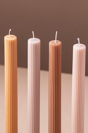 Velas x4 Soja Larga decorativas sin Aroma Acanaladas