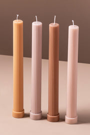 Velas x4 Soja Larga decorativas sin Aroma Acanaladas