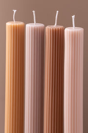 Velas x4 Soja Larga decorativas sin Aroma Acanaladas