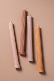 Velas x4 Soja Larga decorativas sin Aroma Acanaladas