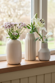 Set de 3 Floreros de Cerámica Blanco