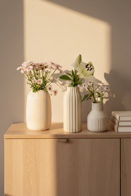 Set de 3 Floreros de Cerámica Blanco